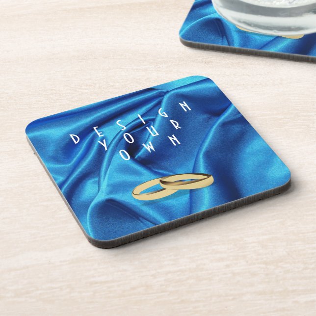 Deep Blue Silk Effect Wedding Drink Untersetzer (Linke Seite)