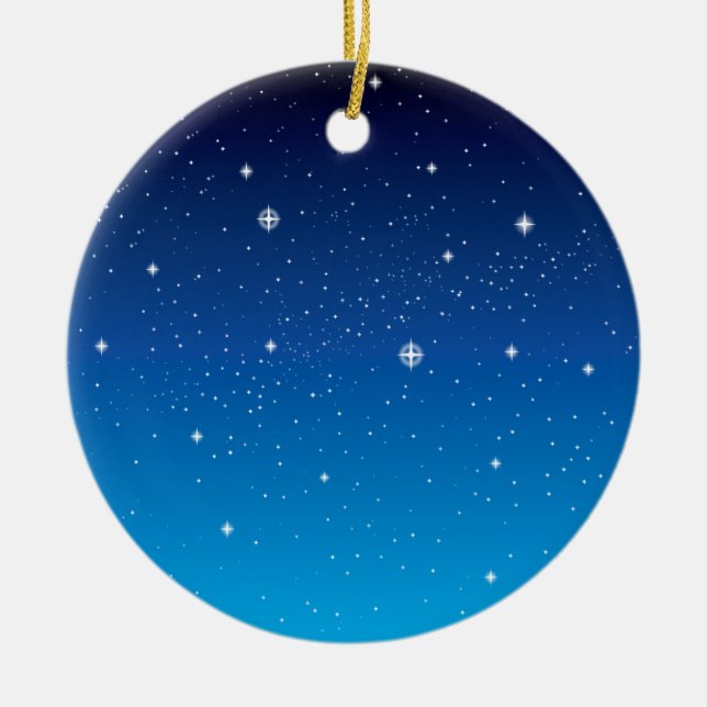 Deep Blue Starry Night Sky Keramikornament (Vorne)