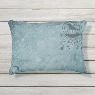 Deep Blue Steampunk Bird Cage Kissen Für Draußen