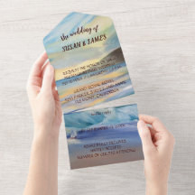 Deep blue Sunset BeachAll in One Wedite Einladung