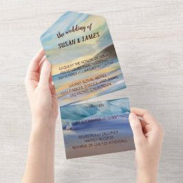 Deep blue Sunset BeachAll in One Wedite Einladung