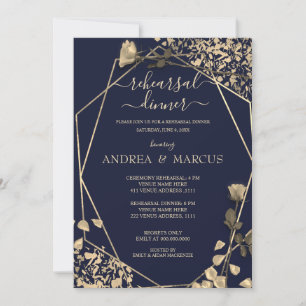 Deep Blue und Champagne Hochzeitsessen Probe