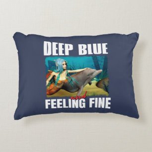 Deep Blue und Gefühl Fine Mermaid und Dolphin Dekokissen