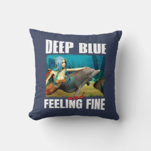 Deep Blue und Gefühl Fine Mermaid und Dolphin Kissen