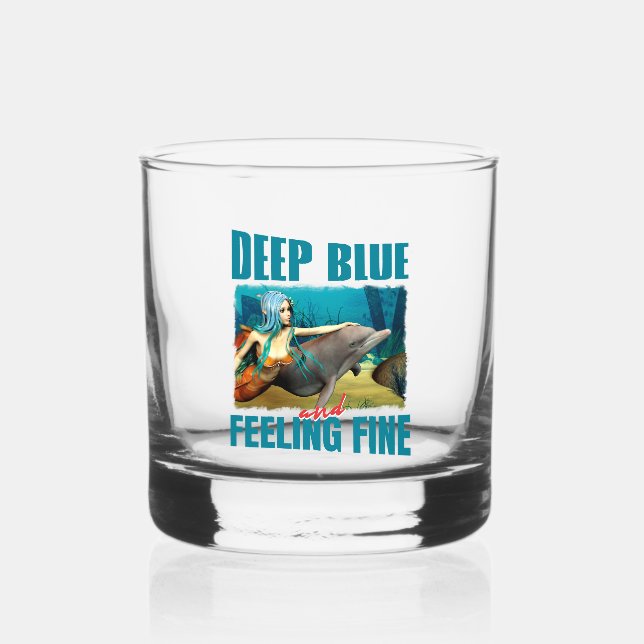 Deep Blue und Gefühl Fine Mermaid und Dolphin Whiskyglas (Vorderseite)