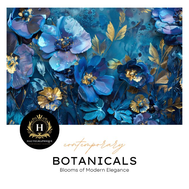 Deep Blue und Gold Floral Decoupage Seidenpapier (Von Creator hochgeladen)