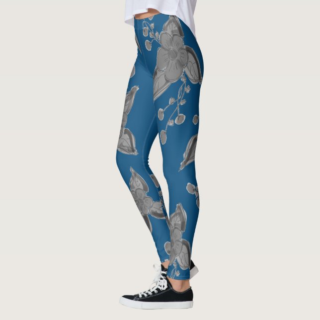Deep Blue und Gray Stilvolle Leggings (Links)