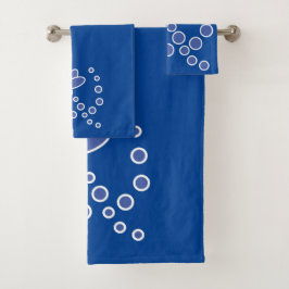 Deep Blue und Medium Moderne Blume Badhandtuch Set
