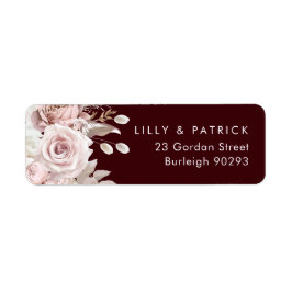 Deep Burgundy Blush Modern Wedding Return Address