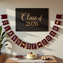 Deep Burgundy Class Of 2026 Graduation Party Wimpelkette