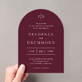 Deep Burgundy Elegant Classic Wedding Acryleinladungen