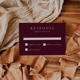 Deep Burgundy Elegant Classic Wedding RSVP Karte