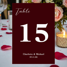 Deep Burgundy Minimalist Wedding Tischnummer