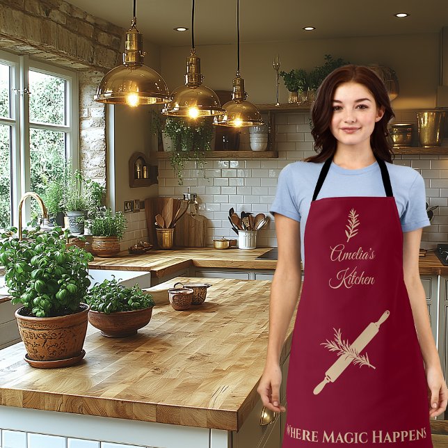 Deep Burgundy mit Pale Gold Rolling Button und Her Schürze (Von Creator hochgeladen)