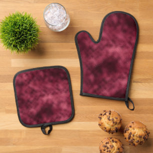 Deep Burgundy Red Christmas Ofenhandschuh & Topflappen-Set