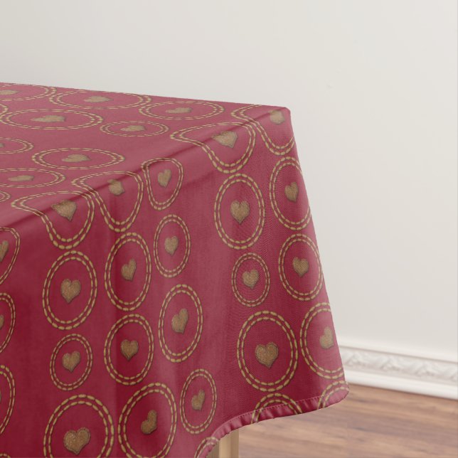 Deep Burgundy Red Heart Pattern Holiday Tableclout Tischdecke (Beispiel)
