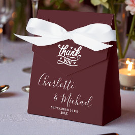 Deep Burgundy Script Minimalist Wedding Geschenkschachtel