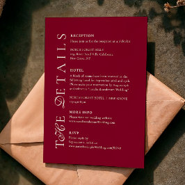 Deep Burgundy Script Wedding Details Begleitkarte