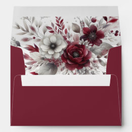 Deep Burgundy Silver Grau Aquarellfarben Blüte Cus