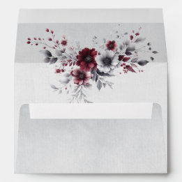 Deep Burgundy Silver Grau Aquarellfarben Blüte Cus