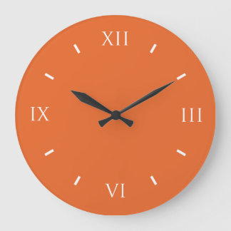 Deep Carrot Orange Classy Solid Color Große Wanduhr