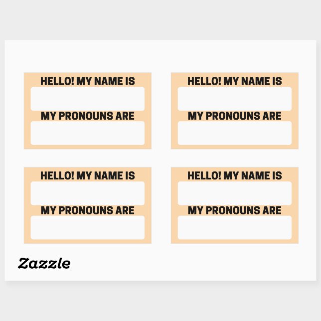 Deep Champagne Name & Pronoun Labels Rechteckiger Aufkleber (Blatt)