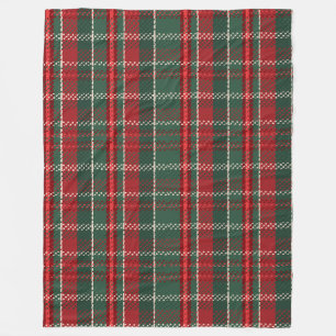 Deep Christmas Red Green Tartan Fleecedecke