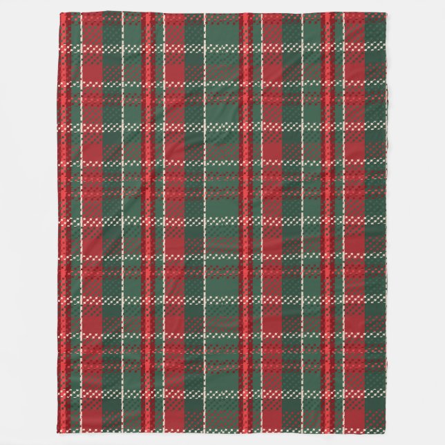 Deep Christmas Red Green Tartan Fleecedecke (Vorderseite)