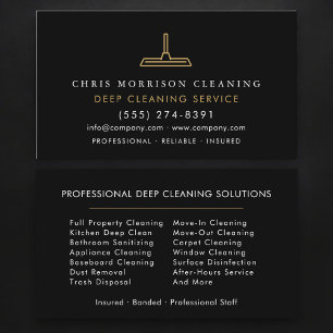 Deep Cleaning Service Professional Schwarz Gold Visitenkarte