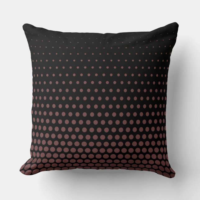 Deep Coffee Polka Dot Modern Black Kissen (Vorderseite)