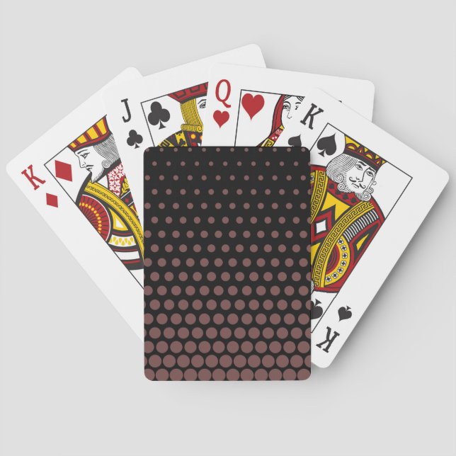 Deep Coffee Polka Dot Modern Black Spielkarten (Rückseite)