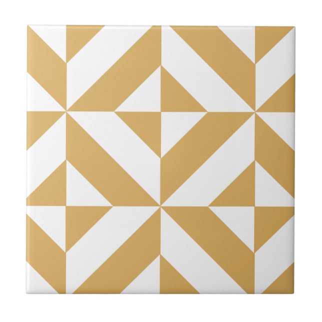 Deep Cool Gold Geometric Deko Cube Pattern Fliese (Vorderseite)
