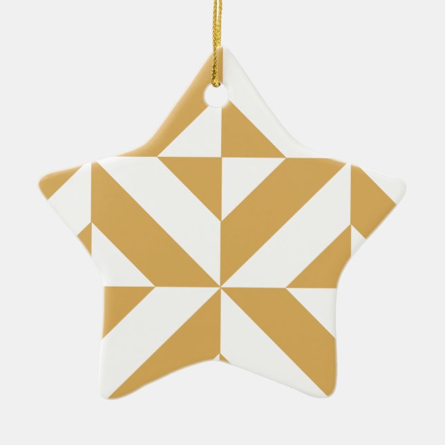 Deep Cool Gold Geometric Deko Cube Pattern Keramik Ornament (Vorne)