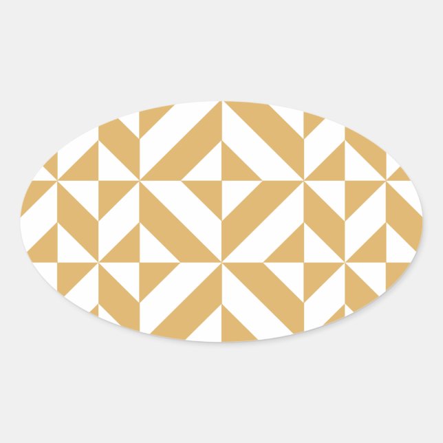 Deep Cool Gold Geometric Deko Cube Pattern Ovaler Aufkleber (Vorderseite)