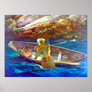 Deep Cove Hummer Mann N. C. Wyeth ca. 1938 Poster