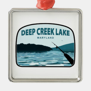 Deep Creek Lake Maryland Angelrute Ornament Aus Metall