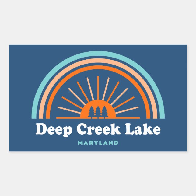 Deep Creek Lake Maryland Rainbow Rechteckiger Aufkleber (Vorderseite)