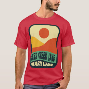 Deep Creek Lake Maryland Retro Sunset Abzeichen T-Shirt