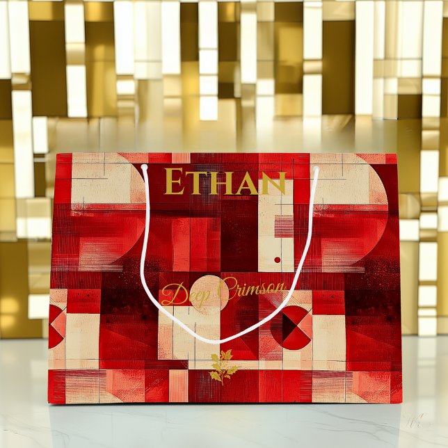 Deep Crimson Abstrakt Geometric Große Geschenktüte (Von Creator hochgeladen)