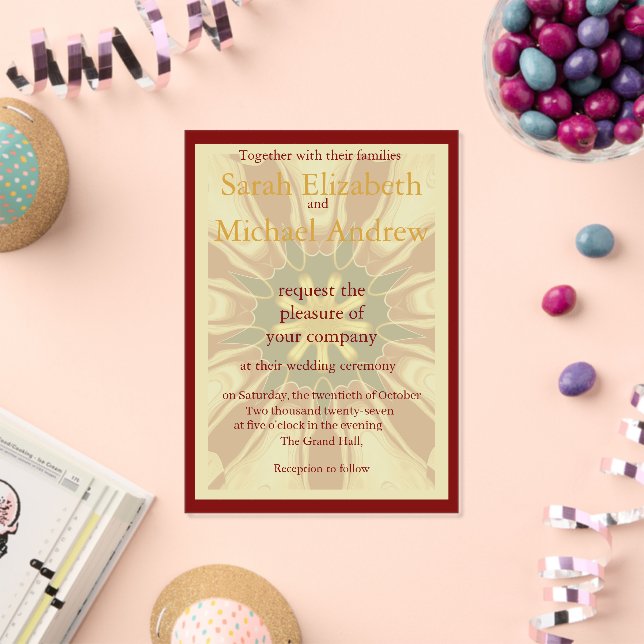 Deep Crimson Starburst Design | Opulent Modern Hi Acryleinladungen (Insitu (Feier))