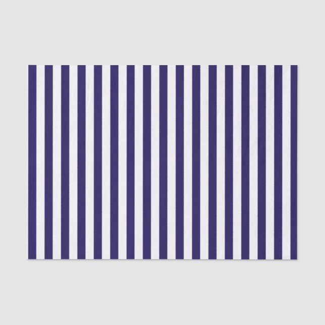 Deep Dark Blue und White Stripes | DIY Seidenpapier (Vorderseite)