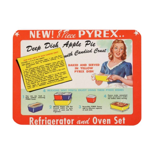 Deep Disc Apple Pie Rezept Vintag Pyrex Magnet (Horizontal)