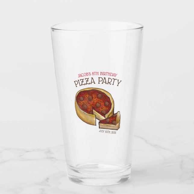 Deep Dish Pepperoni Pizza Pie Birthday Party Glas (Vorderseite)