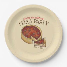 Deep Dish Pepperoni Pizza Pie Birthday Party Pappteller
