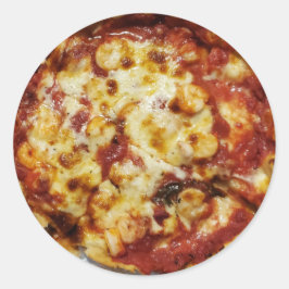 Deep Dish Shrimp und Käse Pizza Food Runder Aufkleber