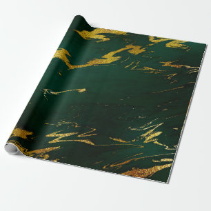 Deep Earth Gold Marmor Green Woodland Geschenkpapier