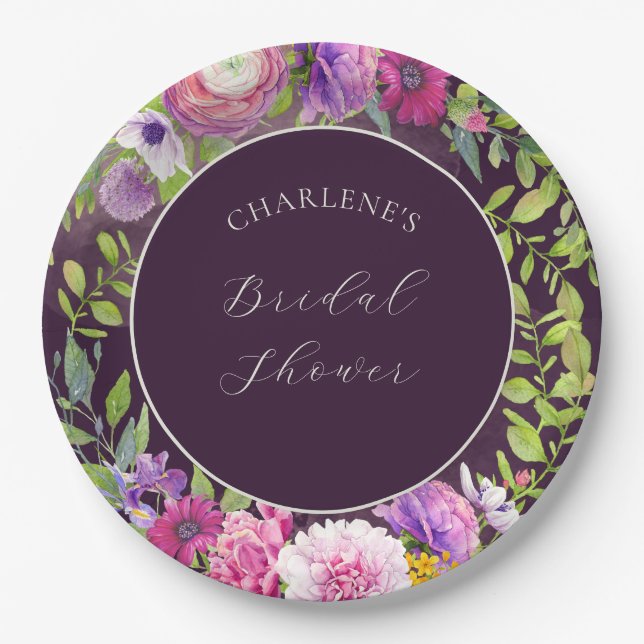 Deep Eggplant Dream Brautparty Paper Plate Pappteller (Vorderseite)