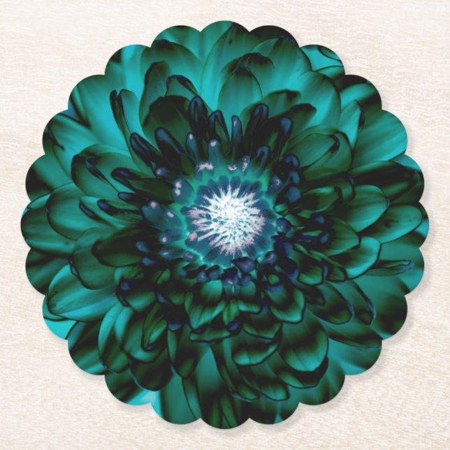 Deep Emerald Blume Paper Untersetzer (Vorderseite)