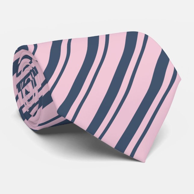 Deep Grau Blau und Rosa Streifen Krawatte (Gerollt)