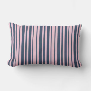 Deep Grau Blau und Rosa Streifen Lendenkissen